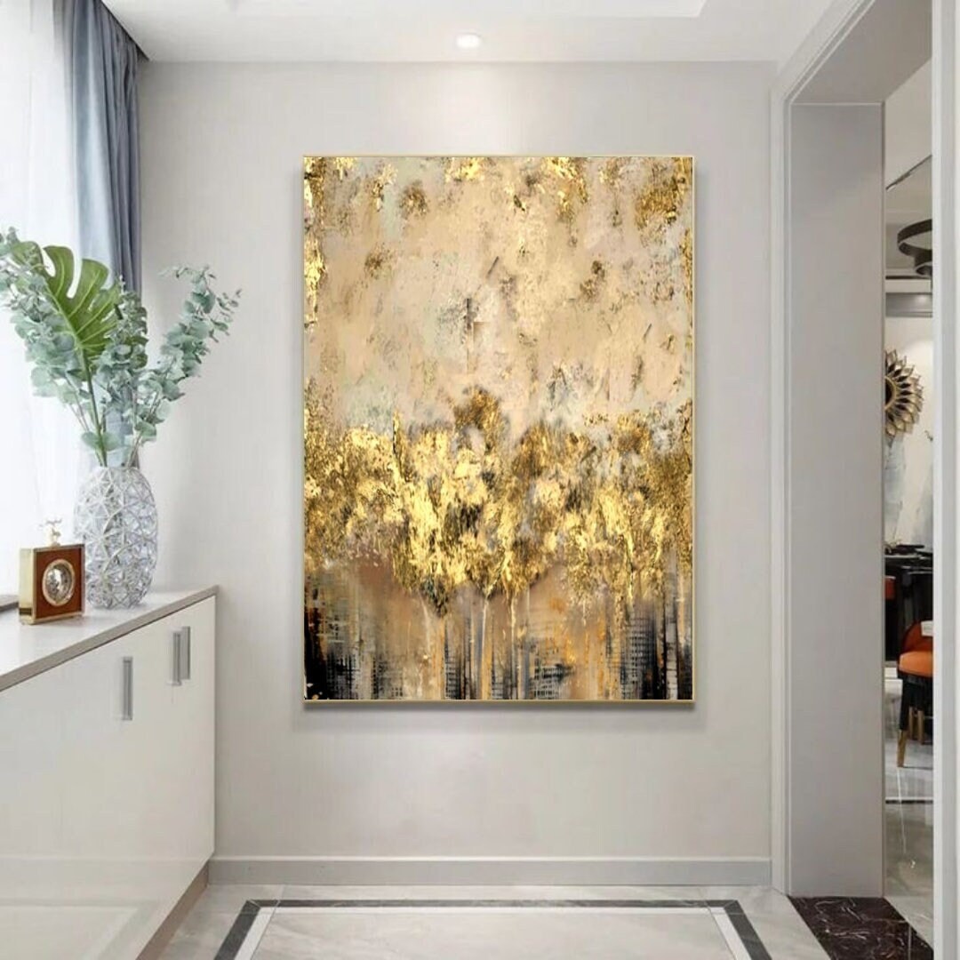 Large Gold Texture Abstract Painting: Luxury Canvas Wall Art - Etsy