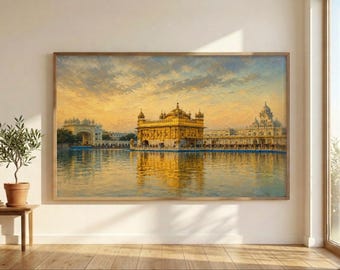 Golden Temple Amritsar Abstract Canvas Print, Sikh Art Wall Decor
