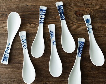 Handmade blue ceramic spoon made in Japan