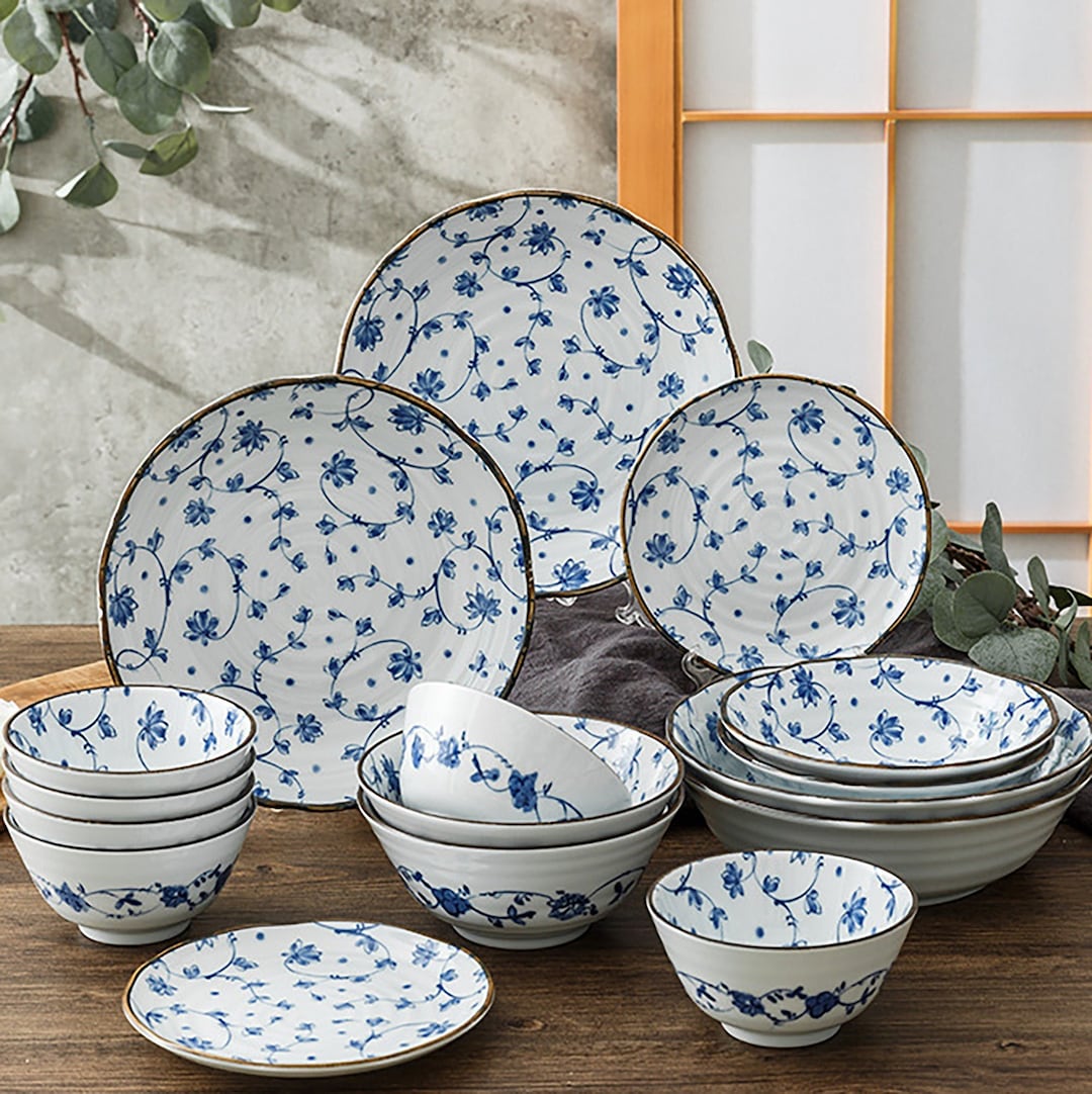 Japanese Spring Tableware Traditional Ceramic Tableware With Japanese Ivy Pattern and Artisan ...