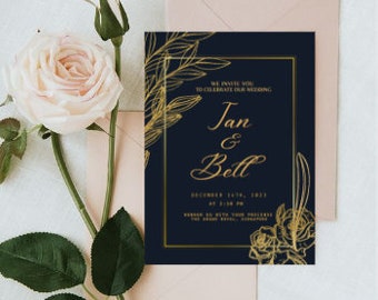 Digital Invitation, E-invite, Electronic Best Wedding announcement Canva Editable Template, Send via WhatsApp or Text