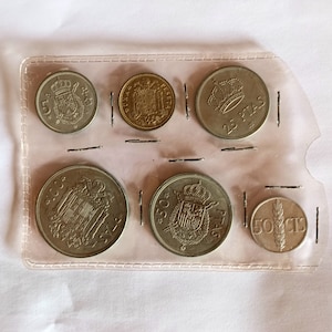 set of coins of Juan Carlos I. year 1975, 6 values, 100,50,25,5,1 and 0.50 Euros