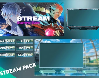 ANIMATED Jujutsu Anime Stream Pack, Anime Stream Pack, Animated Overlays, Scenes, Panels, Banners, Streaming Twitch Overlays, Screens