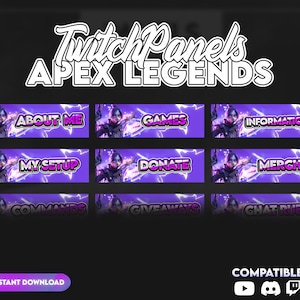 Twitch Panels (x16) / Wraith Apex Legends Panels / Stream Panels Pack / Twitch, Stream, purple twitch panels, Wraith, Hd & Ready to Use