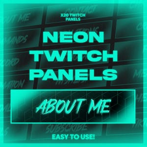 Twitch Panels Pack, Mint Green Neon Design with 20 Stream Overlays