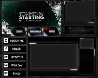 Dark ANIME STREAM OVERLAY Pack Static / Dark Anime Twitch Pack / Animated Overlays, Transition, Panels, Facecam, Banners, Alerts
