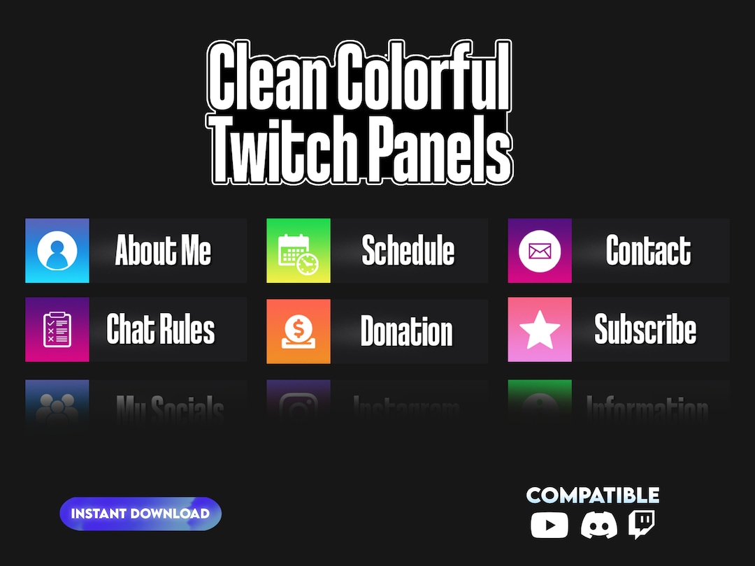 Pack Panels Twitch (x14) / Stream Panels Simple and Colorful/ Panels ...