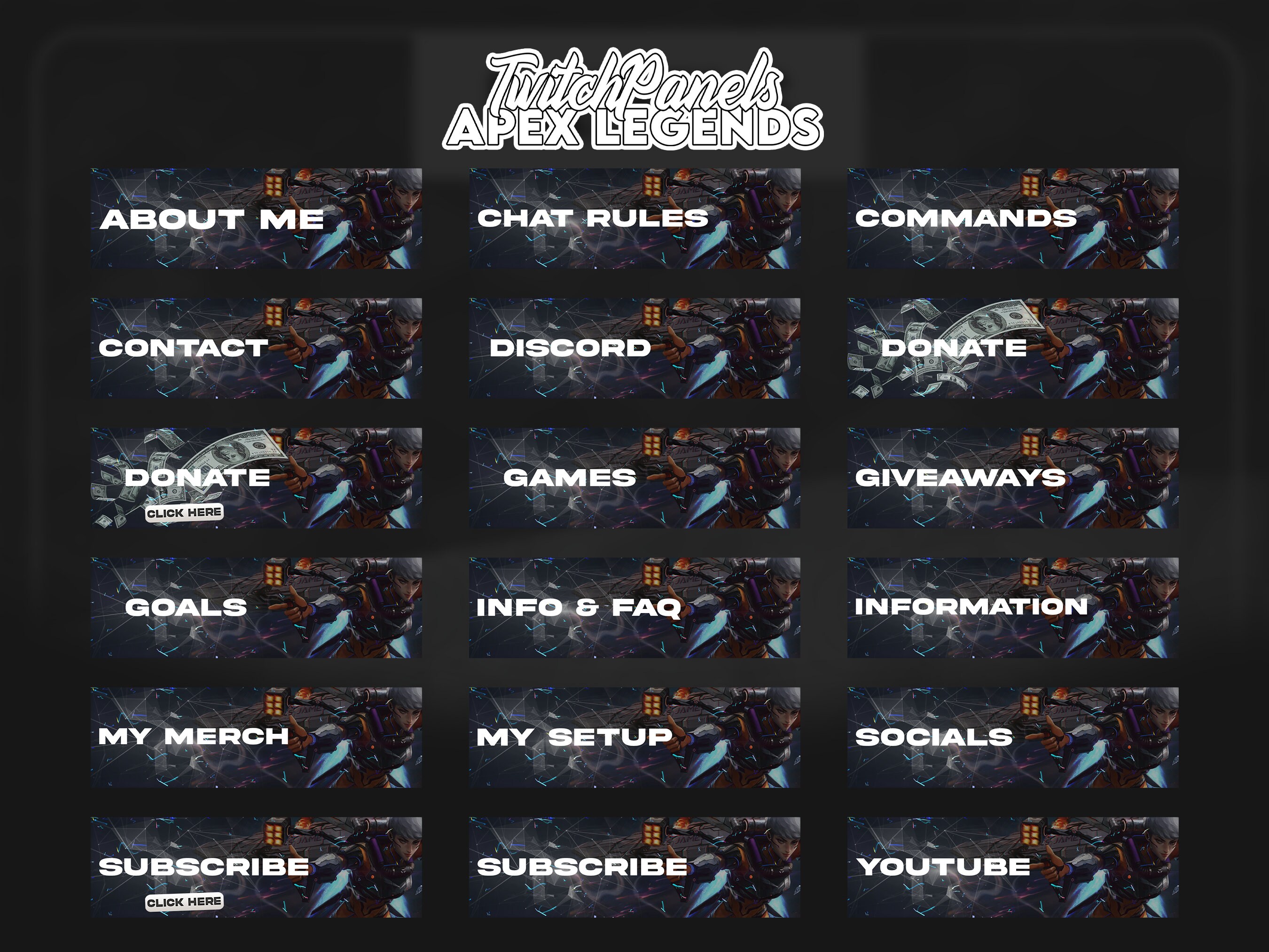 Twitch Panels (x16) / Valkyrie Apex Legends Panels / Stream Panels Pack ...