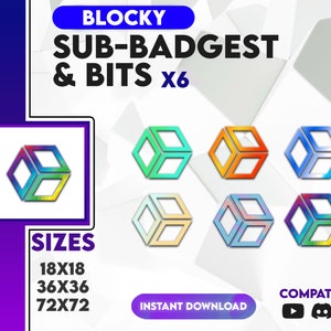Magic Cube Twitch Sub Bit Badges, Block Sub Badges, Stream Kunstwerke für Streamer, handmade, minimalist | Discord Buttons
