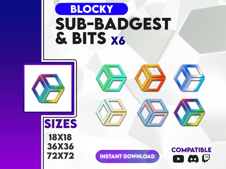 Magic Cube Twitch Sub Bit Badges, Block Sub Badges, Stream Artworks for ...