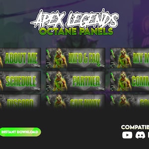 Twitch Panels (x16) / Octane Apex Legends Panels / Stream Panels Pack / Twitch, Stream, purple twitch panels, Octane, Hd & Ready to Use