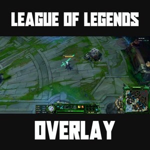 Könnte beinhalten: Ein Bildschirmfoto des Videospiels League of Legends, das eine grüne und graue Karte mit einem Charakter in der Mitte zeigt. Der Bildschirm zeigt auch eine grüne Überlagerung mit dem Text "League of Legends" oben und eine grüne und schwarze Überlagerung unten mit dem Text "OVERLAY".