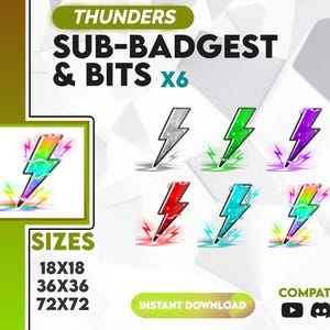 Twitch Sub Badges, Magic Bolt Lightning Pack in 3 Sizes