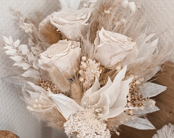 Bouquet de mariée « Beauté en beige » en fleurs séchées