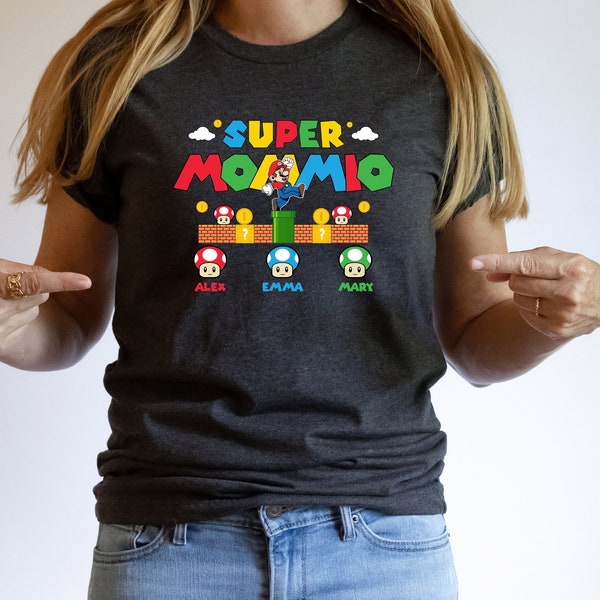 Custom Super Mommio Shirt, Personalized Mommio T-Shirt, Mothers Day Gift Tshirt, Mommio Shirt, Custom Kids Name Mom Shirt, Gamer Mom T Shirt