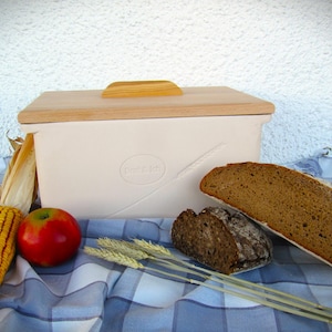 Panera de barro cocido, sin esmaltar, de aproximadamente 10 litros, 100% hecha a mano, fabricada en Baviera, Alemania.