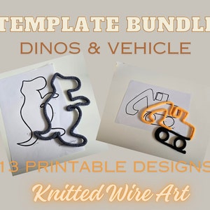 Wire art wire motifs printable templates pattern print knitting wire crochet knitting dinosaur fire brigade tricotin wall decoration children's room