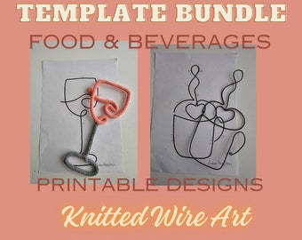 Wire art wire motifs printable templates pattern print knitting wire crochet knitting tricotin wall decoration wine beer punch needle coffee