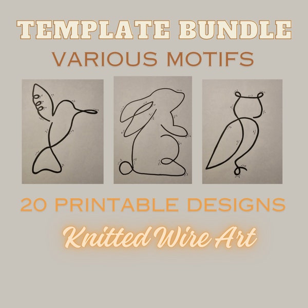 Wire Art Drahtmotive printable Templates Muster print Strickdraht häckeln stricken Tiere Katze Hund tricotin motifs Ostern Hase