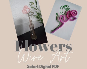 Wire art wire motifs modèles imprimables modèles imprimer fil à tricoter crochet tricot fleurs éternelles fête des mères anniversaire roses tulipes tricotin