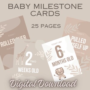 Baby Milestone Cards Progress Milestone Cards Printable Download Tracker Photo Equipment Props Newborn Baby Cards