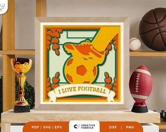 I Love Football 3D Layered Paper Cut SVG