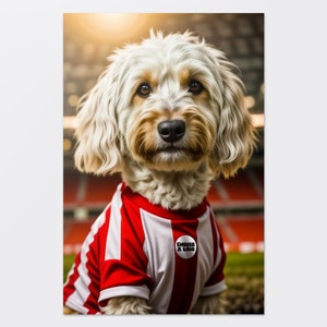 Football Pet Portrait, Custom Pet Portrait in Football Team Shirt, Footballer Pet Print, Dog in Football Shirt, Pet Portrait, Fun Gift Idea