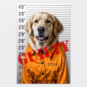 Custom Prisoner Pet Portrait from Photo, Custom Pet Portrait, Funny Pet Portrait, Pet Print, Gift, Physical or Digital Print