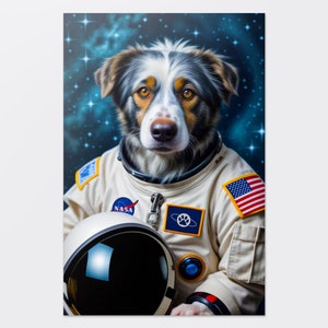 Astronaut Pet Portrait from Photo, Custom Pet Portrait, Funny Pet Portrait, Pet Print, Gift, Physical or Digital Print