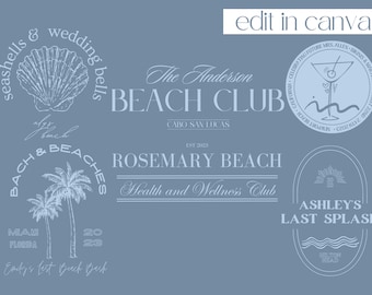 Custom Beach Bachelorette Logo, Beach Bachelorette Party Logo, Bachelorette In Paradise Logo Set