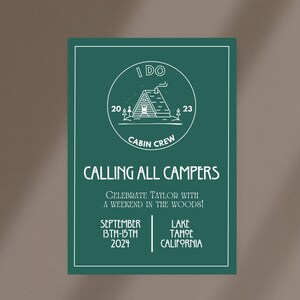 Cabin Bachelorette Party Invite ,Camping Bachelorette Invitation, I Do Cabin Crew