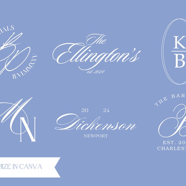 Traditional Wedding Logo, Elegant Wedding Logo Set, Timeless Wedding Calligraphy Logos