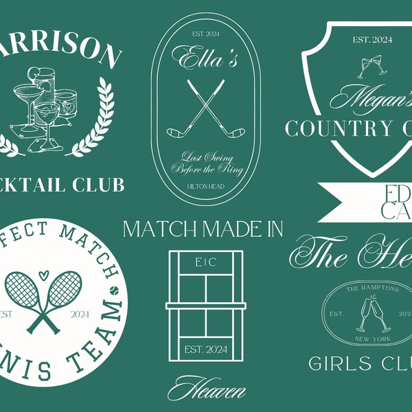 Preppy Bachelorette Party, Club Bachelorette Logo, Country Club Themed Bachelorette