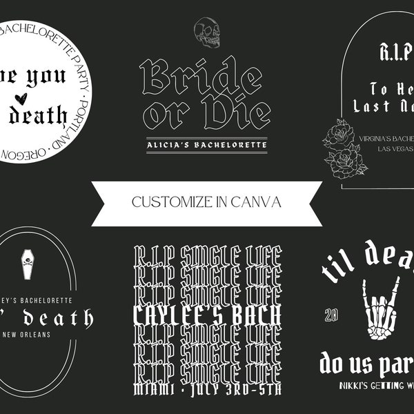 Bride Or Die Bachelorette Party, Edgy Bachleorette Logo, Til Death Logo Set