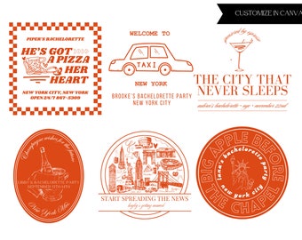 New York City Bachelorette Party Logos, Custom NYC Logo, Big Apple Before the Chapel Logo Set