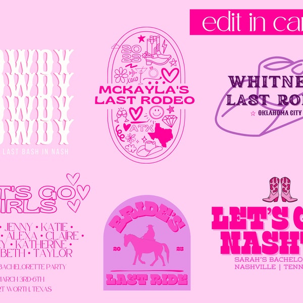 Last Rodeo Bachelorette Party Logo, Bride's Last Ride Bachelorette Logo, Let's Go Girls