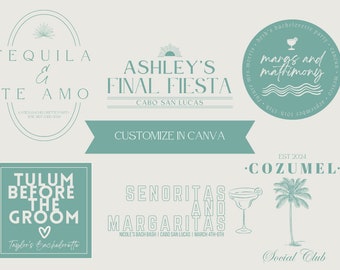 Logotipos para despedidas de soltera en México: Fiesta Final, temática playera (Descarga digital de Canva)