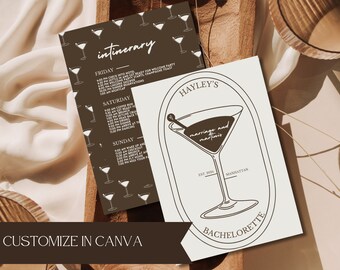 Modern Bachelorette Invitation: Marriage and Martinis, Canva Download