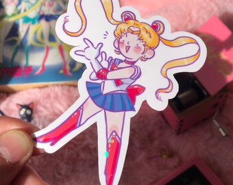 Pretty Sailor Guardian Sticker| Moon Princess Sticker| Holographic Sticker | Laptop Water bottle | Kawaii Magical Girl Sticker