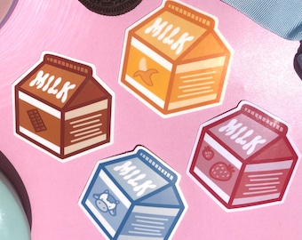Kawaii Milk Carton Stickers: Water-Resistant Laptop Decals