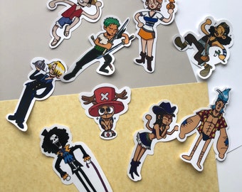 Funny Anime Pirate Stickers: Hand-Drawn, Water-Resistant (4x1 inch)