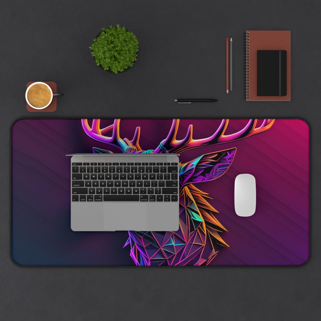 Deer Desk Mat,gaming Mat,desk Cover,computer Mat,tech Gifts,neon Desk ...