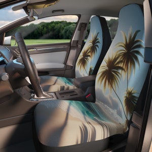 Palm Tree Beach Car Seat Cover,Summertime Beach  Car Seat Protector,New Driver,Beach Front Seat Cover,Vehicle Accessories,Interior Car Decor