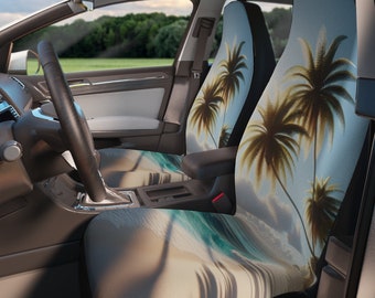 Palm Tree Beach Car Seat Cover,Summertime Beach  Car Seat Protector,New Driver,Beach Front Seat Cover,Vehicle Accessories,Interior Car Decor