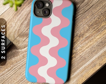 Trans Flag Waves Tough Case | iPhone, Samsung Galaxy & Google Pixel