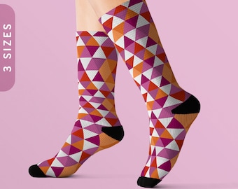 Lesbian Triangles Crew Socks | Lesbian Pride Gift