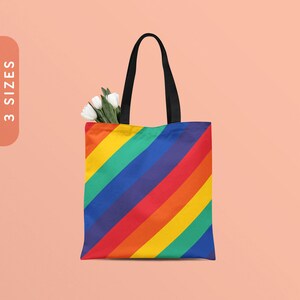 Rainbow Tote Bag | All Over Print Tote Bag | LGBTQ Pride Shoulder Bag | Pride Shopping Bag | Gay Pride Tote Bag For Groceries | Reusable Bag