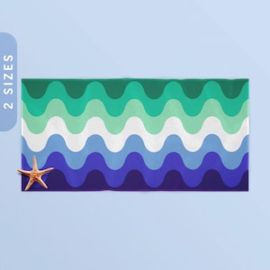 Subtle Gay Pride Waves Beach Towel | 30x60&quot;, 36x72&quot; Beach Towel | Bath Towel | Pool Towel | Beach Lovers Towel | MLM Flag Color Towel