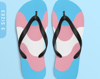 Trans Flag Waves Flip Flops | Transgender Pride Gift