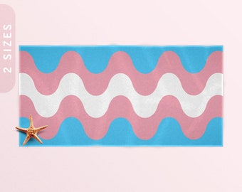 Toalha de Praia Trans Flag Waves | Presente do Orgulho Transgênero